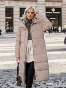 Womens Fur Faux Long Winter Coat Women Down Jacket Female Cotton Padded Hooded Overcoat Parka Mujer Thick Lady Warm Jackets Coats Top White 231005