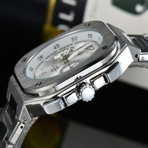 Armbandsur BR Model Sport Quartz Bell Luxury Multifunction Watch Business Full Rostfri Steel Man Ross Square Wristwatch Gift208q