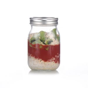 Heißer Verkauf verdicken Glas versiegelt 16 Unzen Einmachglas klare Tasse Licht Salat Marmelade Glas Gläser mit Deckel Deckel mit Griff