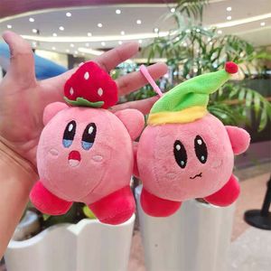 Vendita all'ingrosso Kirby Anime Peluche Borsa da scuola Piccolo ciondolo Portachiavi Farcito Cartone animato 15 cm Bambola Torta di compleanno Accessori decorativi