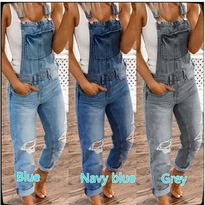 Jeans overall kvinnor kvinnor jumpsuits rompers svart plus storlek overaller för kvinna mode denim design flickor lång pant manlig klubb de289i