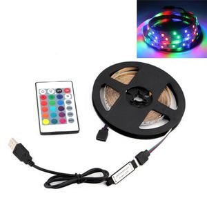 Remsor 5V LED -strip lampor RGB PC SMD2835 1M 2M 3M 4M 5M USB Infraröd kontroll flexibel lampbanddiode TV dekorativ för rum214p