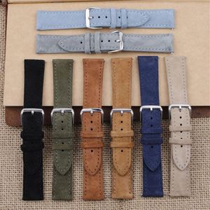 Uhrenarmband aus weichem Wildleder, 18 mm, 19 mm, 20 mm, 22 mm, 24 mm, blau-braune Uhrenarmbänder, Edelstahl-Schnalle, Uhrenzubehör 220705271a