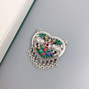 Anhänger Halsketten RetroSen Silber Farbe Herz Bild Halskette Weibliche Quaste Kupfer Geld Verbrannt Blau Handwerk Retro Ethnischen Stil Schmuck