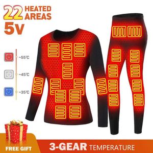 Abbigliamento da sci Calore invernale Intimo riscaldato Usb Abbigliamento elettrico Intimo autoriscaldante Giacca riscaldata Gilet Uomo Abbigliamento da sci