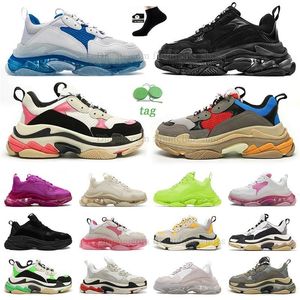 famous triple s sneaker casual shoes white Black Bubble bottom platform black grey Wine Red pink blue Neon Green yellow pink sports mens womens famous outdoor trainer