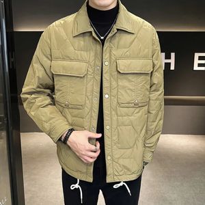 Men's Down Parkas 2023 New Light Luxury Style Jacket Short Winter Personalized Trend Casual Duck Buttoned Shirt Collar 231005