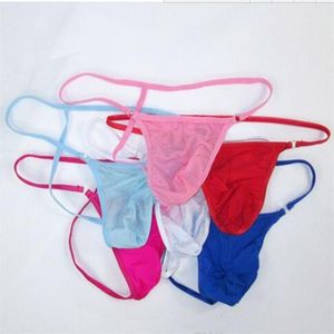 New Whole-Men Sexy G-String Thong Bolsa com contornos com anéis elásticos sedosos e macios Underwear277O