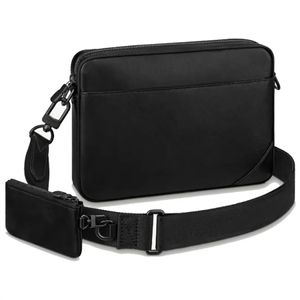 Luxurys Designer Bags Men 3PCS TRIO LEATHER BLACK FLOWERS MESSENGER MENS CROSSBODYバッグショッピングバッグプレーンショルダーバッグハンドバッグ女性財布財布トートバッグ