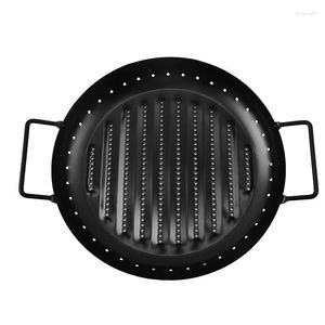 Verktyg BBQ GRILL PLATE RUND GRIDDLE PAN CURVED NON-Stick Stovetop Hållbar