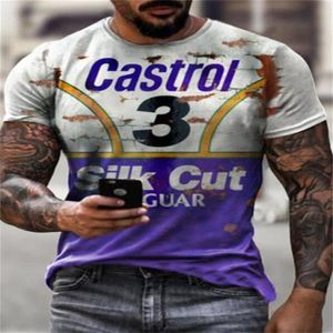 Erkek Tişörtler Avrupa ve Amerika Birleşik Devletleri No 3 Benzin İstasyonu Mektubu Baskı Sokak Moda Spor Yuvarlak Yuvarlak Tişört Tide Me270o