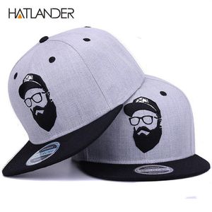 Hatlanderoriginal Gray Cool Hip Hop Cap Men Woman Hats Vintage haft postać baseball czapki gorras planas kość snapback 21227g