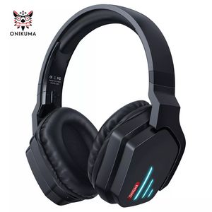 Fone de ouvido Bluetooth ONIKUMA B60, fone de ouvido com cancelamento de ruído com microfone e LED, fone de ouvido estéreo sem fio com som surround compatível com PS5, série Xbox