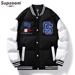 Men S Down Parkas Supzoom 2023到着パーカー太いカジュアルなキルティング男性服パッチワーク野球コート短冬ジャケット男性231005