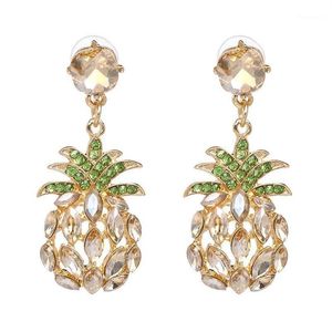 Qiaose Crystal Rhinestone Pineapple Dangle Drop Earrings for Women Fashion Jewelry Boho Maxi Collection Earrings Accessories1269g