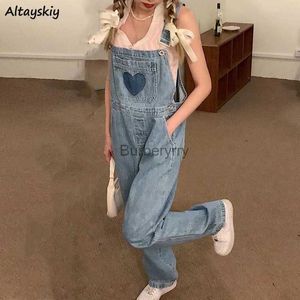 Kobiety Jumpsuits Rompers Kobiety Jumpsuits szerokie nogi dżinsowe spodnie w lupgy college urocze kieszonkowe letnie sinijowe dopasowanie proste szczupły kombinezon Chicl231005