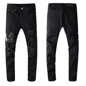 Mens Design Luxe Mode Distressed Slim-jambe Jeans Tissu Stretch Slim Haute Qualité Eau Recyclée Simple Généreux Style Décontracté Si331T