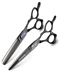 XUAN FENG Silver Hair Clipper 6 Inch Hair Scissors Japan 440C Steel Thinning and Cutting Scissors Set Hair Shear Barber Tools5675804