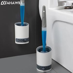 Toilet Brushes Holders AHAWILL Refill Liquid Silicone Toilet Brush Long Handle Wall-Mounted Cleaning Brush for Bathroom Cleaning Tool WC Accessories 230926