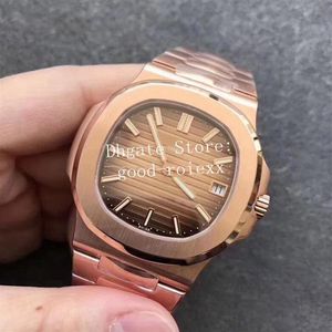 Lyxklockor för män Rose Gold Watch Mens Automatic Men's Cal 324 Brown Dial 5711 MP Factory ETA 40mm Date Miyota Wristwatc261z