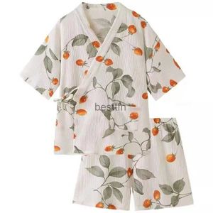 Women's Sleep Lounge Women Kimono Pyjamas Set 2023 New Cotton Crepe Långärmade byxor Damer Sleepwear Suit Kvinnliga mysiga Casual Home Clothing Xll231005