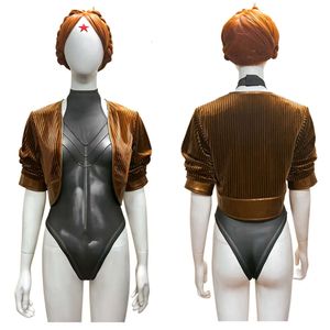 Twin Robots Cosplay Atomic Heart Twin Left and Right Cosplay Costume Sexy Woman Disguise Robot Outfit with Jumpsuit and Coat