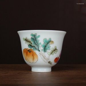 Mugs Chinese Famille Rose Porcelain Vegetable Pattern Teacup Cup 2.64 INCH