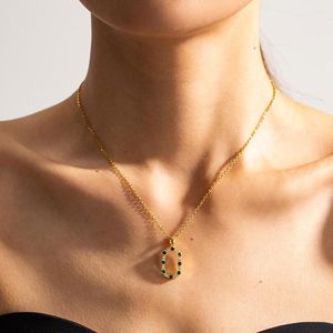 Ожерелья с подвесками, роскошное женское ожерелье с подвеской из 18-каратного золота, нержавеющая сталь, белый и зеленый цирконий, дизайн, ювелирные изделия для девочек