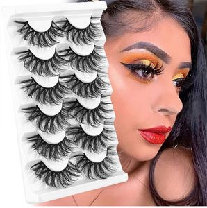 6 Pairs Fake Eyelashes Cat Eye Natural Tapered Half Lashes Fox Eye Winged Cat Eye Mink Lashes Extension Makeup