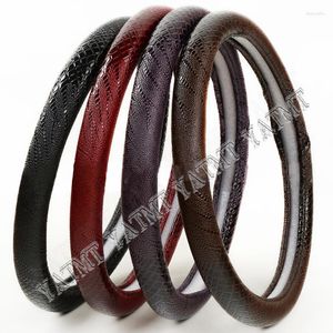 Steering Wheel Covers Universal Faux Leather Crocodile Pattern Car Cover Anti-slip 38cm Auto Black Red Brown
