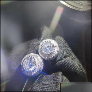 Biżuteria Kolczyki do stadnin biżuteria Hip Hop Moissanite Mikro -inkruknięte okrągłe -sprzedające luksusowe akcesoria dla mężczyzn i kobiet Drop dostawa 2021 5 Dhgu3