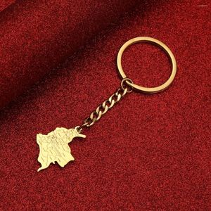 Keychains Stainless Steel Colombia Map City Pendant KeyChain For Women Girls