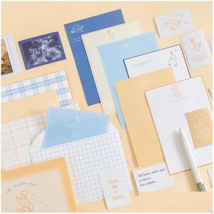 Gift Wrap Pcs Paper Envelopes Set Watercolor Letter Writing Decorative Supplies School Stationary Gife Cardgift Drop Delivery Home G Otg10