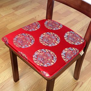 Custom U shaped Chinese Silk Brocade Office Chair Pads Non-Slip Luxury Decorative Zipper Seat Cushions for Dining Chairs