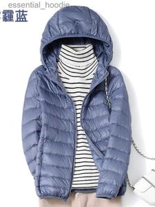 Kadınlar Down Parkas Kadın Kapşonlu Down Ceket Hafif Kısa Slim White Duck Down Ladies 'Ceket L231005