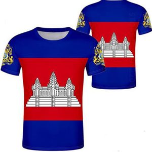 KAMBODSCHA T-Shirt DIY nach Maß Name Nummer Khm Land T-Shirt Nation Flagge Kh Khmer Kambodschanisches Königreich Druck PO Kleidung273N