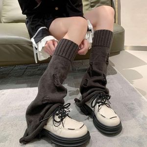 Women Socks Japanese Lolita Sweet Girl Leg Warmer Broken Hole Knitted Autumn Winter Foot Cover Cosplay Leggings Stocking Hosiery