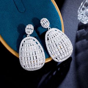 Designer di orecchini di diamanti in rame di lusso per donna festa completamente bianco AAA zirconi cubici in oro 18k da sposa fidanzamento matrimonio orecchini da donna gioielli di moda regalo