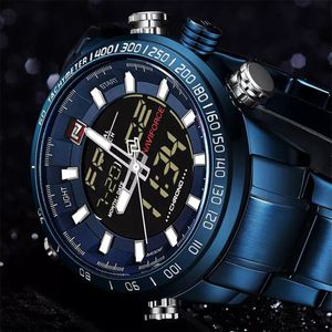 NAVIFORCE 9093 Luxury Men's Chrono Sport Watch Watch Backbroof El Backlight Digital Watch Watches Stoptwatch Clock239Q