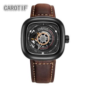Carotif Auto Mechanical Mens Watches Relogio Masculino Top Brand Luxury Leather Business Watch Erkek Kol Saati Montre Homme J19070221o