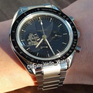 Ny master Apollo 11 50: e Limited Series 310 20 42 50 01 001 OS Quartz Chronograph Mens Watch Black Dial SS Armband Watches Hell262V