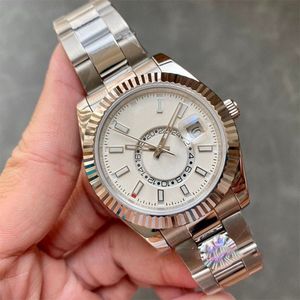 Zegarek zegarków męskich Watche AAA White Dial Niebo mieszkanie czarny ostrygi 42 mm ze stali nierdzewnej automatyczne zegarek mechaniczny de lukse zegarki dla mężczyzny