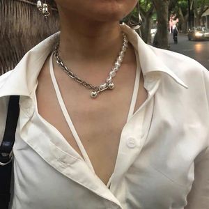 Aomu ny design retro specialformad pärlkedja pärlhalsband för kvinnor män par muti pärla clavicle sexig fest klubb smycken312k