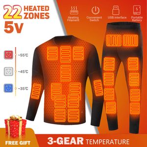2023 Ny vintertermal uppvärmd jacka Kvinnor uppvärmda underkläder för män skidkläder Moto Autumn Pants USB Electric Heat Suit