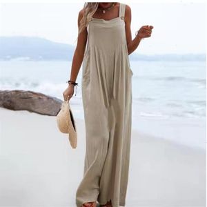 Jumpsuit Women Fashion Jump Suits For Woman Rompers Clothing Cotton Linen Solid Casual Vetement Femme 2847