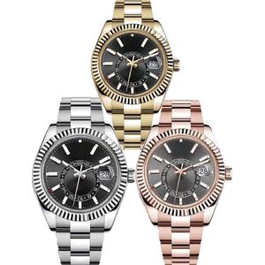 Mens Otomatik Saat AAA Saatleri RLX Reloj Küçük Dial Safir Takvimi 42mm Paslanmaz Skydweller Aydınlık Su Geçirmez Bilek Kafaları Montre De Luxe Saatler Gfit