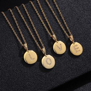 Top Quality Women Girls Initial Letter Necklace Gold 26 Letters Charm Necklaces Pendants Copper CZ Jewelry Personal Necklace288O