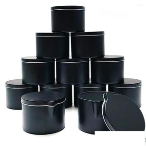 Storage Bottles Jars 12Pcs Black Candles Tin Box With Pour Spout Small Wax Melt Molds Pots Diy Making Container Drop Delivery Home Otgif