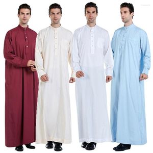 Abbigliamento etnico Uomo Abito manica lunga Arabia Abaya Arabo Thobe Jubba Thoub Dubai Daffah Caftano Medio Oriente Islam Thawb Abito musulmano Caftano