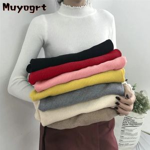 Kvinnors tröjor Autumn Turtleneck Pullovers Sweaters Basic Women Long Sleeve Korean Slim Casual Jumper Female Sticked Tops 231005